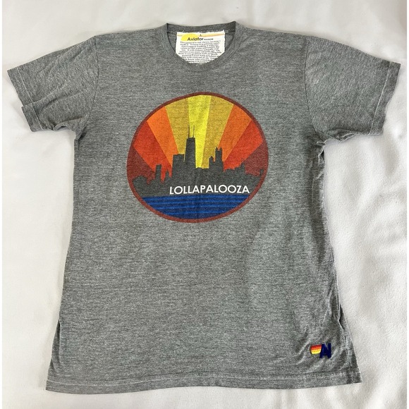 VTG Aviator Nation Lollapalooza 25 Year‎ Anniversary Shirt Sz Large Y2K